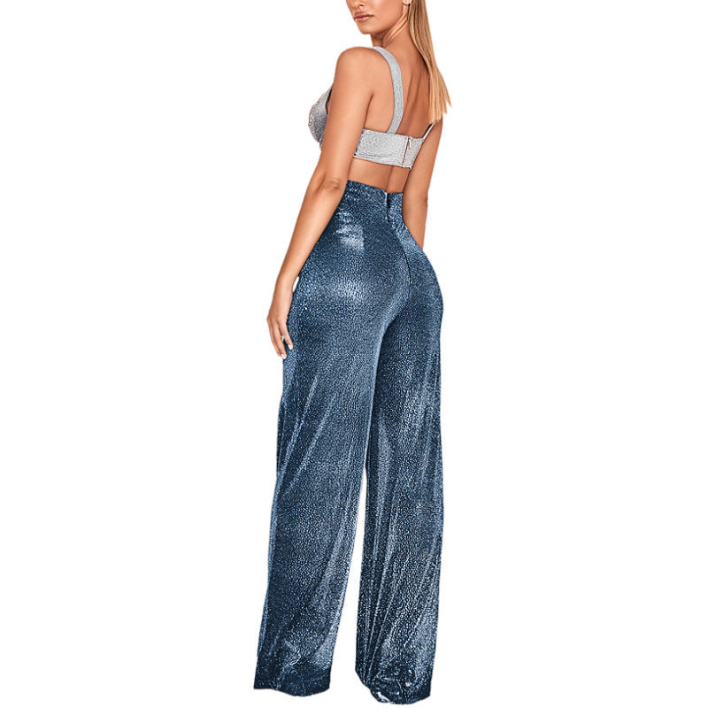 Pantalon large à paillette