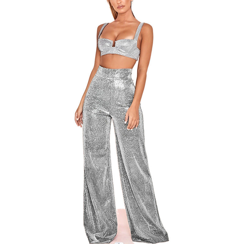 Pantalon large à paillette