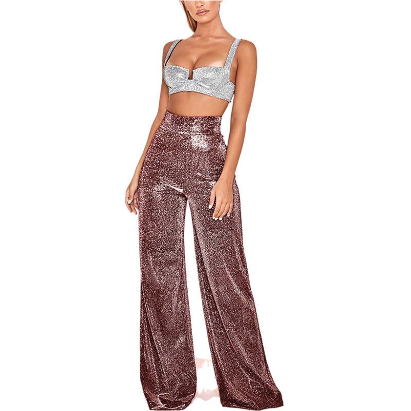 Pantalon large à paillette
