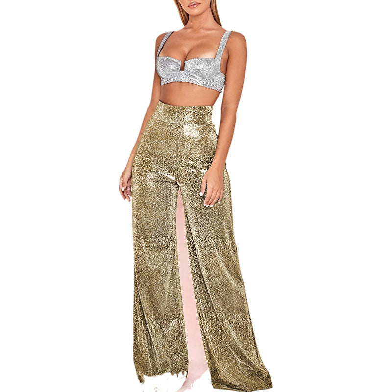 Pantalon large à paillette