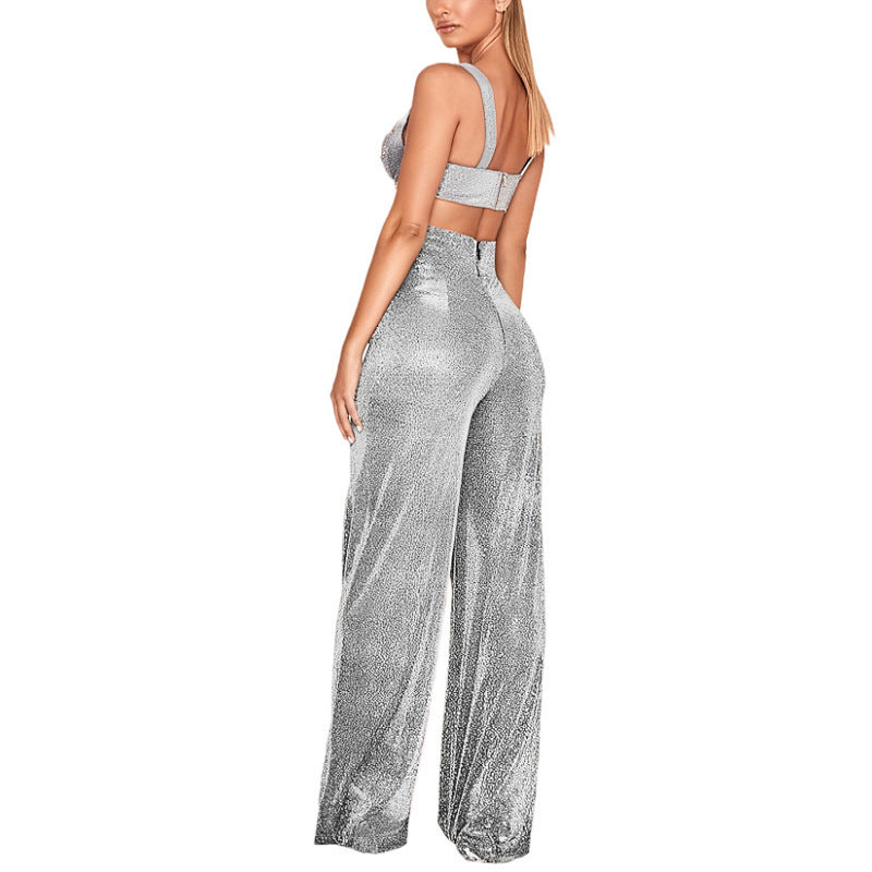 Pantalon large à paillette