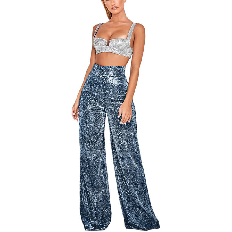 Pantalon large à paillette